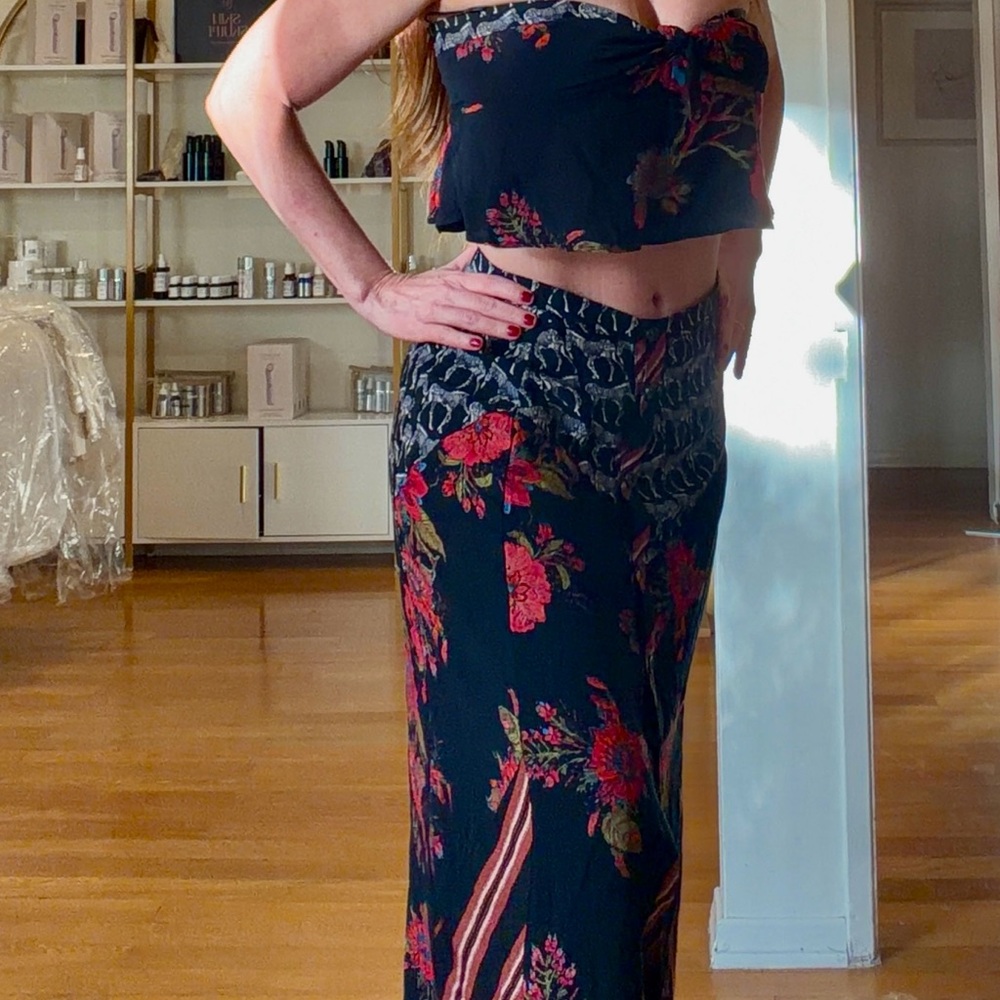 Free people -Floral Strapless Maxi top and maxi skirt